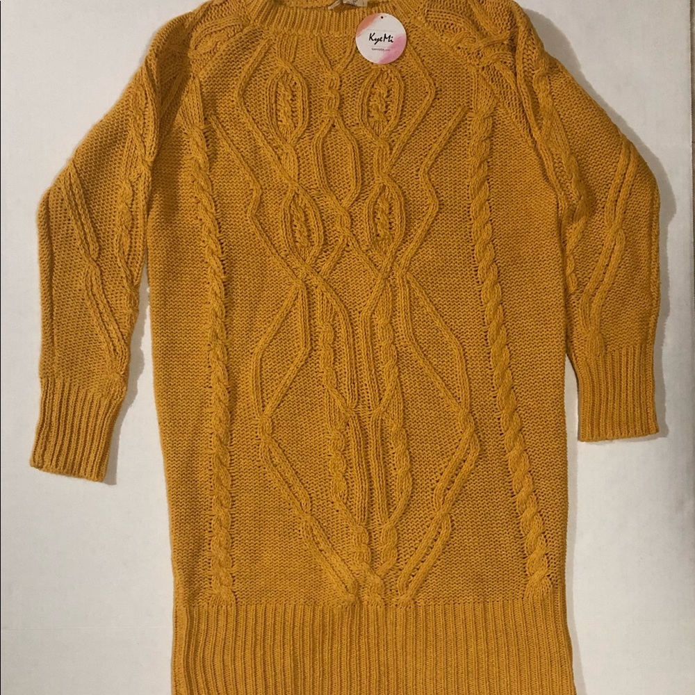 Mustard Colored Sweater Dress- Long Sleeves.